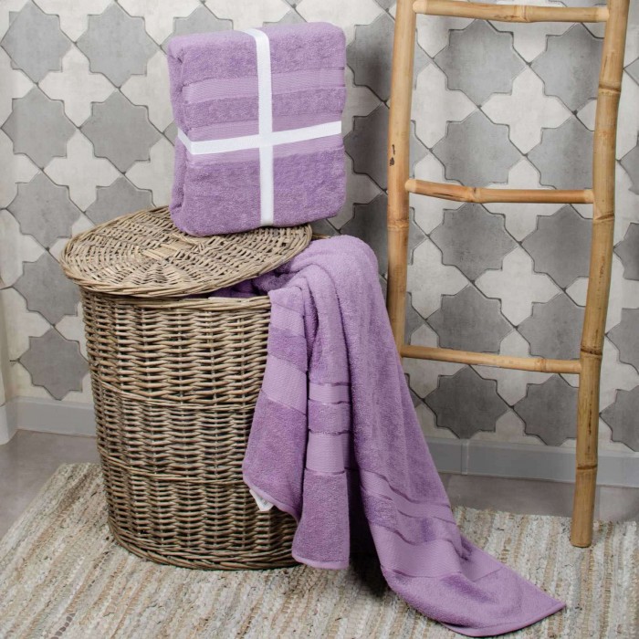 Простирадло махрове Aisha 200*220 (aisha-home-пудрово-фіолетовий)