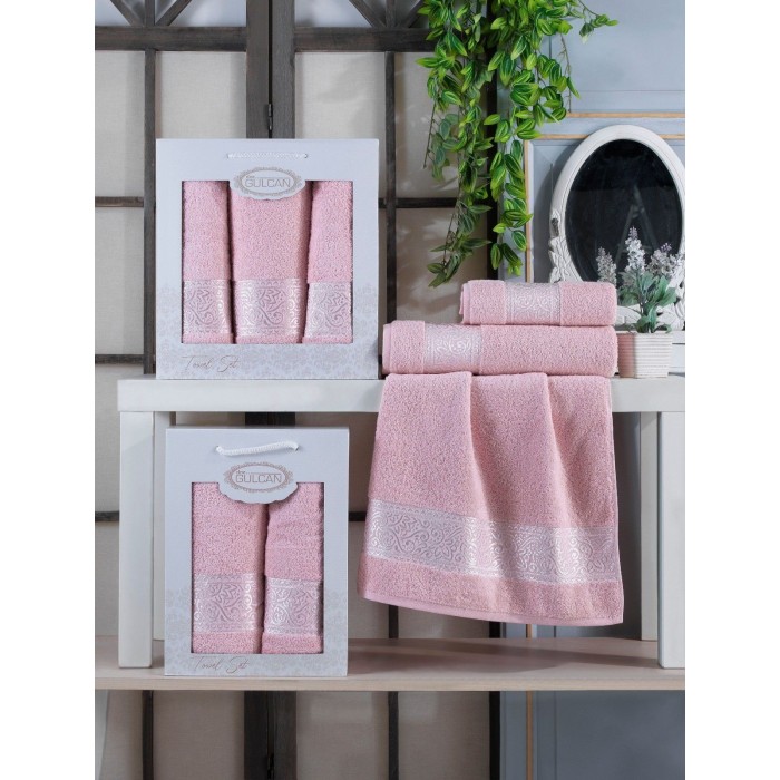 Набір Gulcan Cotton 2' 50х90/70х140 (Ornament-2ка-ligh-pink)