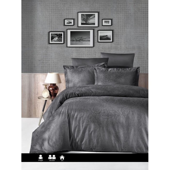 КПБ First Choice Жакард DARK сатин євро (Tecna Anthracite)