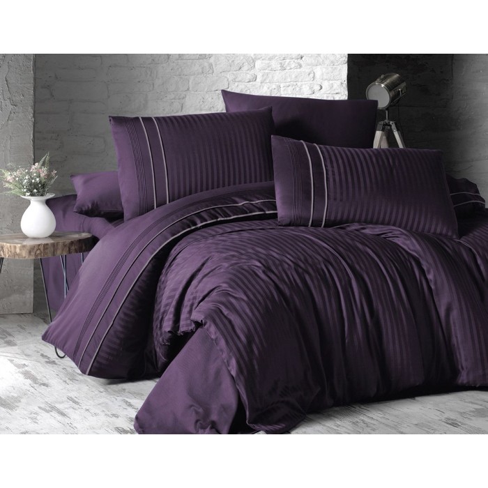 КПБ First Choice сатин ДЕЛЮКС DARK євро (Stripe Style Purple)