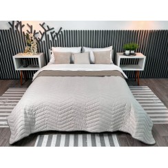 Покривало ArCloud 180*210 стьобане двостороннє в сумці (ZigZag - Rainy Day+Taupe Grey)