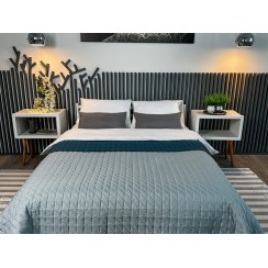 Покривало ArCloud 140*210 стьобане двостороннє в сумці (Romb - Grey+Indian Teal)