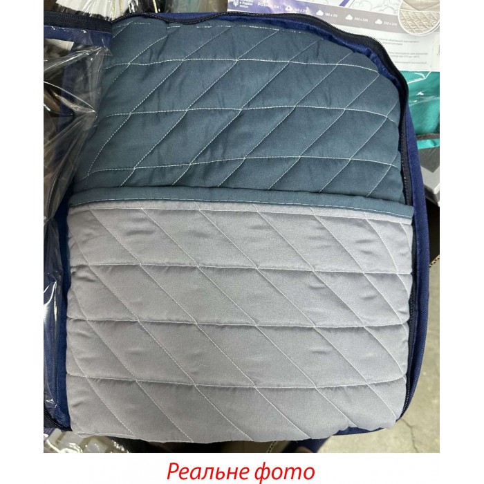 Покривало ArCloud 140*210 стьобане двостороннє в сумці (Romb - Grey+Indian Teal)
