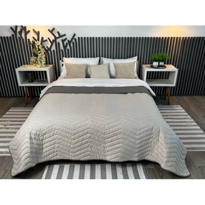 Покривало ArCloud 200*220 стьобане двостороннє в сумці (ZigZag - Rainy Day+Elephant Skin)