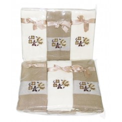 Рушники кухня Nilteks уп.12шт вишивка на сатині (Beige-White)