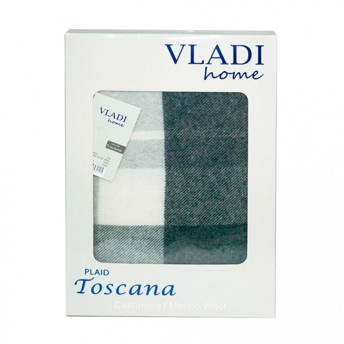 Плед Vladi Кашемир Тоскана 14 у подарунковій коробці (01/TES бел-св.сер-т.сер)