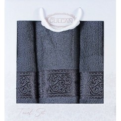 Набір Gulcan Cotton 3' 2*50х90/70х140 (Ornament-3ка-dark-grey)