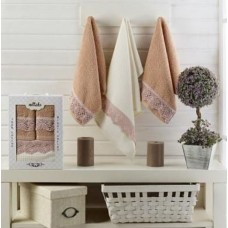 Набір кухня Nilteks 3шт - 2*30х50 +1*40*60 з мереживом (Guipure Brown)