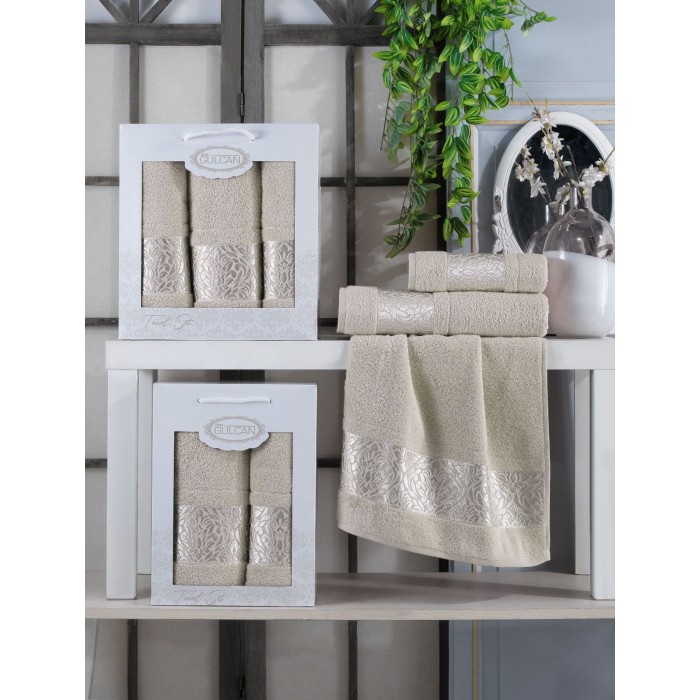 Набір Gulcan Cotton 2' 50х90/70х140 (Frower Ornament-2ка-Beige)